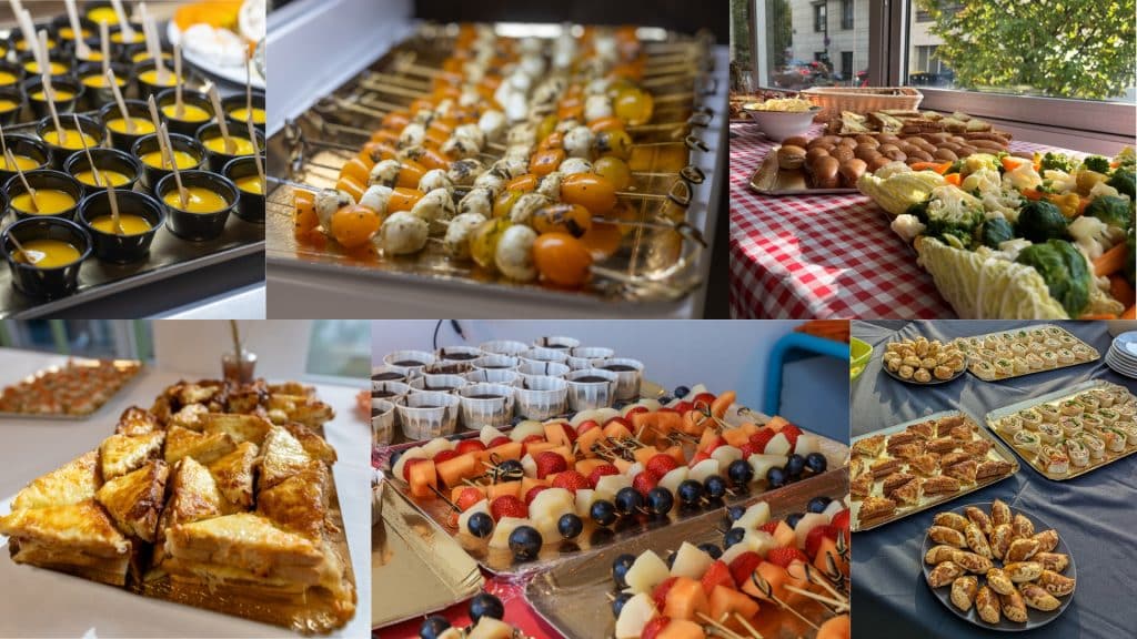 COKTAIL d'entreprise à paris : visuel de plusieurs buffets sucrés et salés cuisinés par l'équipe